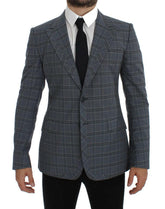 Dolce & Gabbana Blue Checkered Slim Fit Blazer Jacket -   -  Dolce & Gabbana.